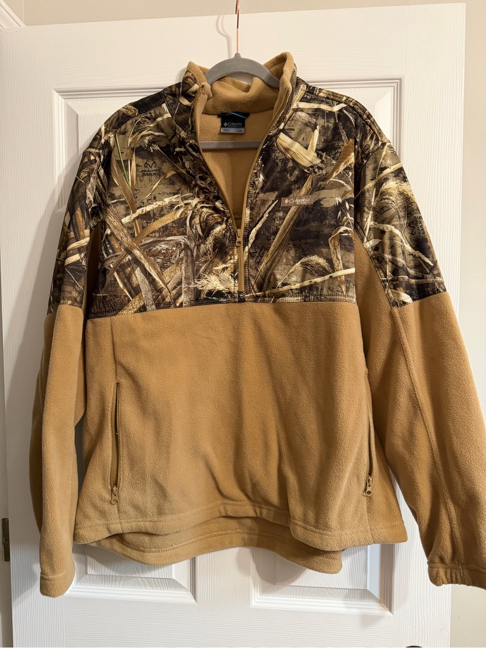 Columbia Tan Fleece Half-Zip with Brown Camo Yoke